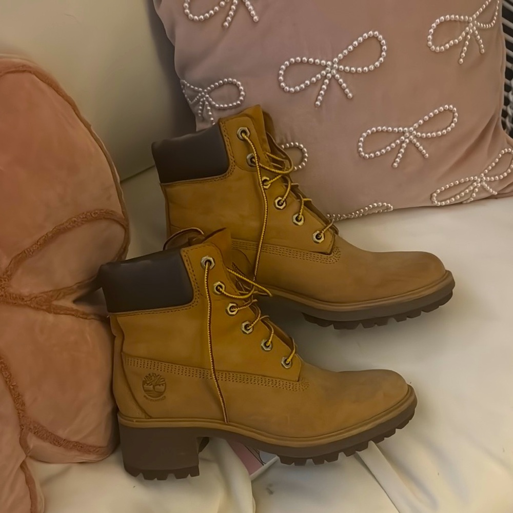 Timberland Tan Heeled Boots with Nubuck Leather